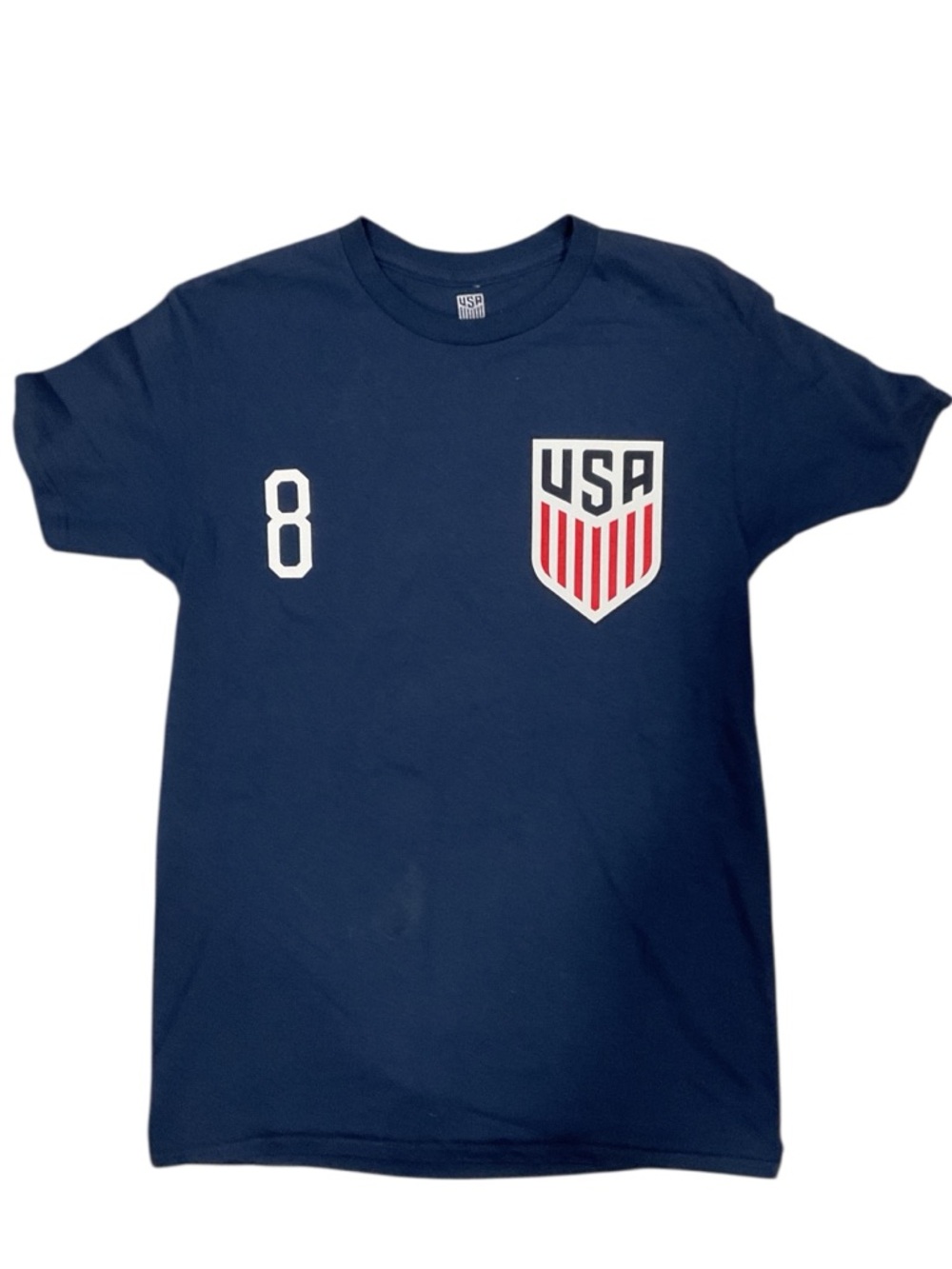 USMNT Weston McKennie 8 Soccer Graphic T-Shirt Navy Blue Men's Size Small NWT